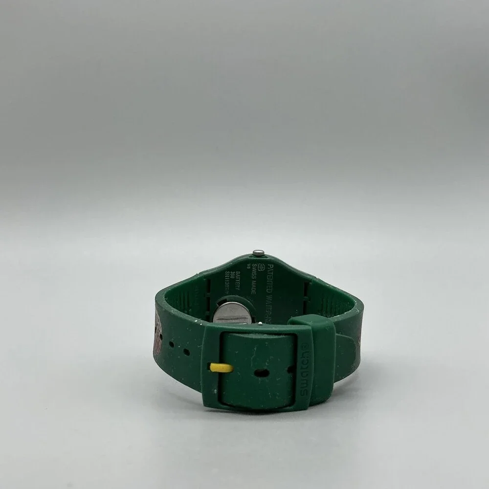 Swatch Pinezone Mens Watch 34mm Green Pinecone Plastic strap New battery